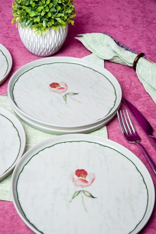 6 Porseleinen dessertborden- 21 cm