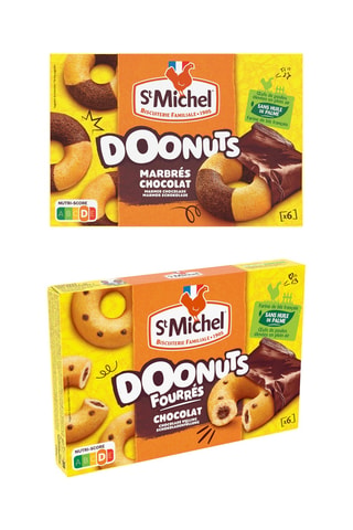 3 x Doonuts marbrés chocolat St Michel - 180 g et 3 x Doonuts fourrés Chocolat - 180 g