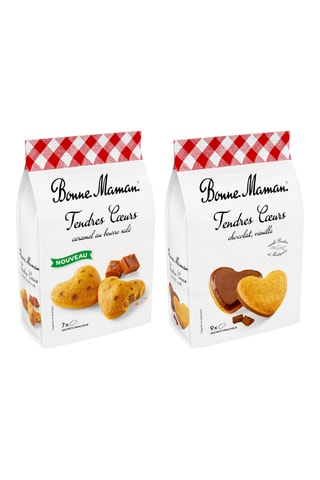2 x Tendres Cœurs chocolat vanille - 225 g et 2 x 	Tendres Cœurs caramel au beurre salé - 210 g