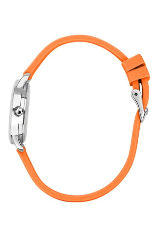 Relógio de quartzo em silicone - Laranja e prateado