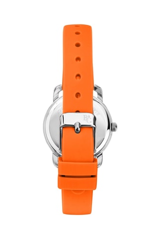 Relógio de quartzo em silicone - Laranja e prateado