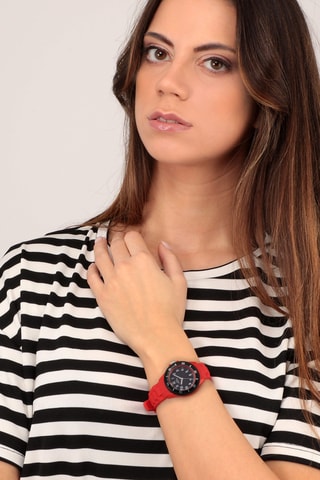 Relógio de quartzo em silicone - Vermelho e preto