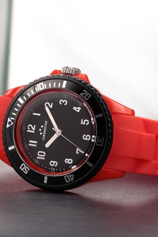 Relógio de quartzo em silicone - Vermelho e preto