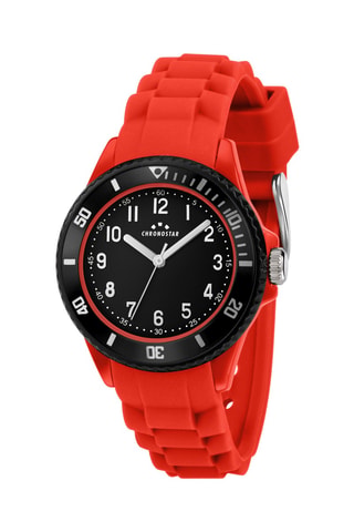 Relógio de quartzo em silicone - Vermelho e preto