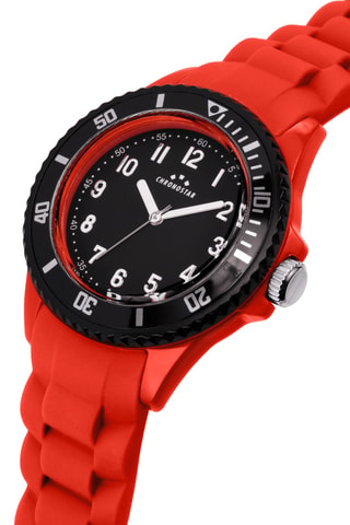 Relógio de quartzo em silicone - Vermelho e preto