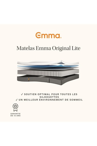 Matelas Emma Original Lite, lit One Cocoon Lite et 2 oreillers Original Confort Thermorégulant