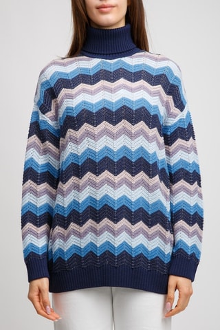 Pull en laine - Bleu marine et turquoise