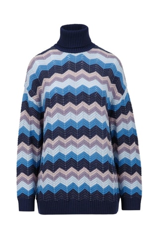 Pull en laine - Bleu marine et turquoise