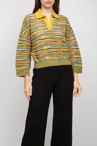 Pull en laine - Moutarde et vert foncé