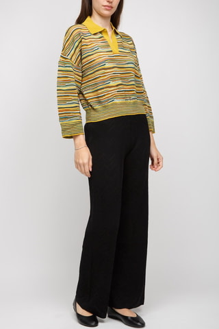 Pull en laine - Moutarde et vert foncé