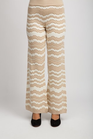 Pantalon en laine taille haute - Rose et blanc