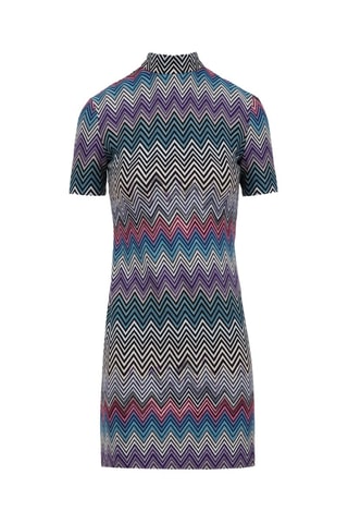 Robe fourreau en laine - Violet et turquoise