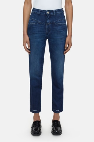 Vaquero tapered de tiro alto - Azul oscuro