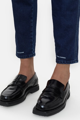 Vaquero tapered de tiro alto - Azul oscuro
