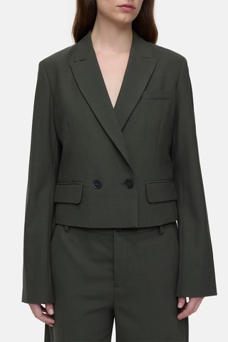 Chaqueta corta de lana virgen - Verde