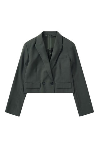 Chaqueta corta de lana virgen - Verde