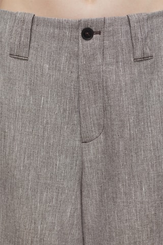 Pantalón tapered de lana y lino - Marrón