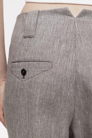 Pantalón tapered de lana y lino - Marrón