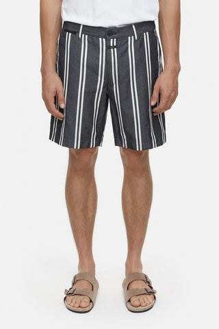Short regular fit de lino - Negro