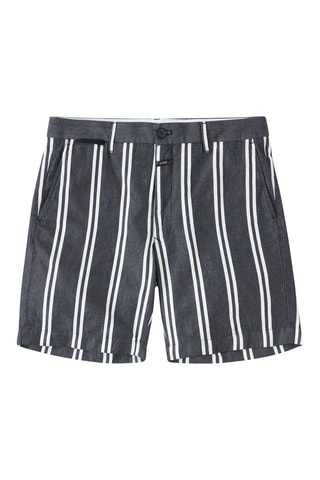 Short regular fit de lino - Negro