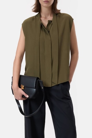 Camisa regular fit de seda - Verde