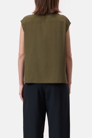 Camisa regular fit de seda - Verde