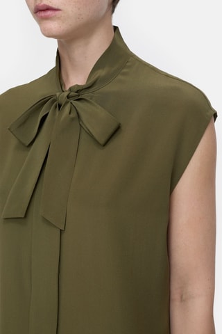 Camisa regular fit de seda - Verde