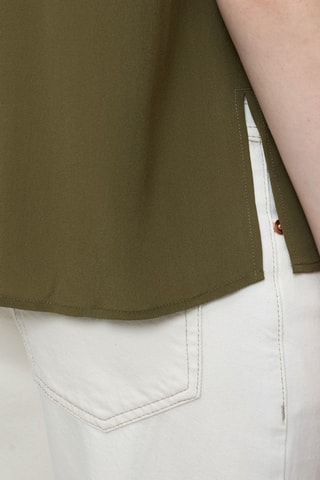Camisa regular fit de seda - Verde