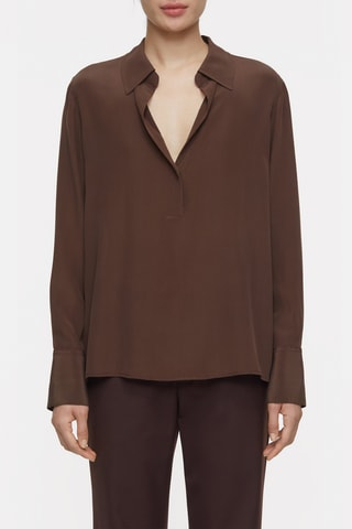 Blusa de seda - Marrón