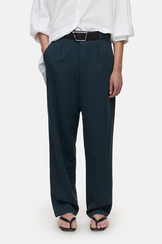 Pantalón straight de lino - Azul