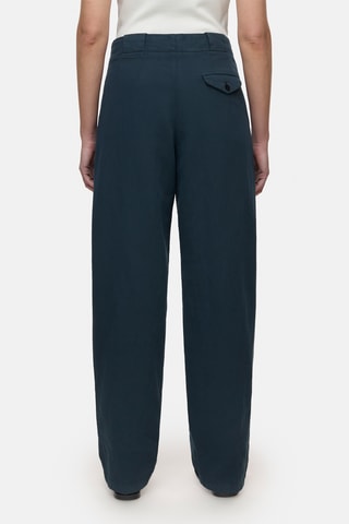 Pantalón straight de lino - Azul