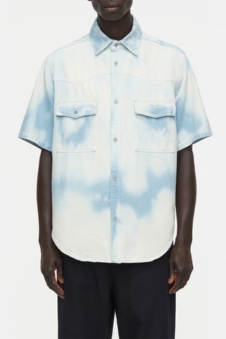 Camisa vaquera regular fit tie-dye - Azul claro
