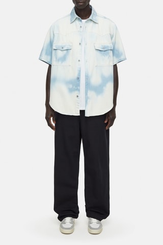 Camisa vaquera regular fit tie-dye - Azul claro