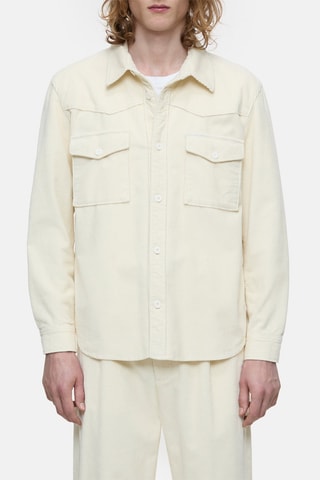 Sobrecamisa regular fit de terciopelo - Blanco