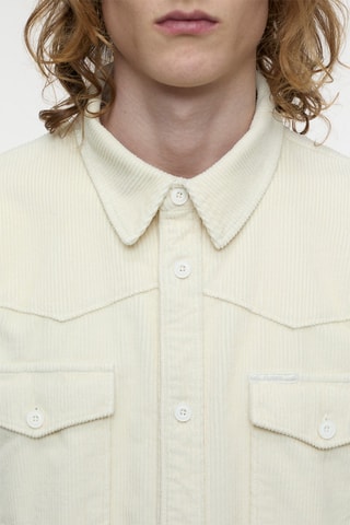 Sobrecamisa regular fit de terciopelo - Blanco