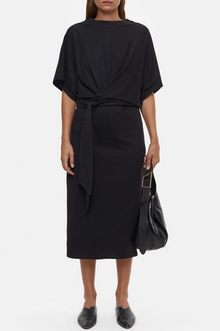 Vestido midi de algodón orgánico - Negro