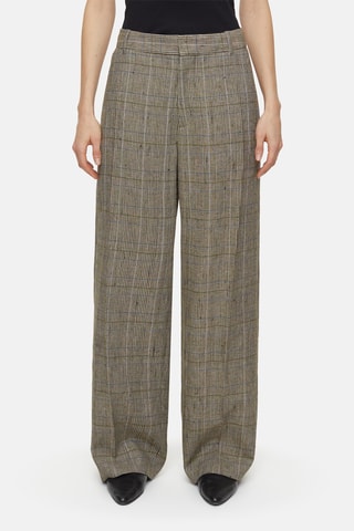 Pantalón straight de lino y lana - Multicolor
