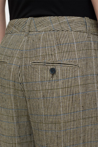 Pantalón straight de lino y lana - Multicolor