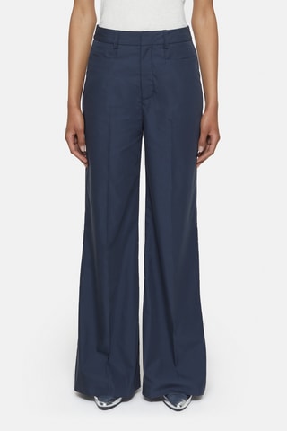 Pantalón wide leg de tiro alto - Azul