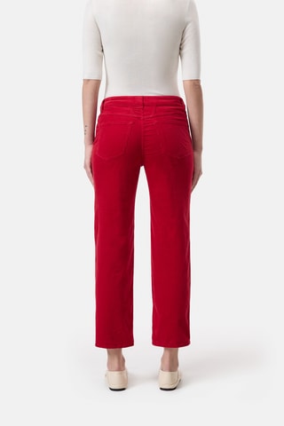 Pantalon straight en velours - Rouge