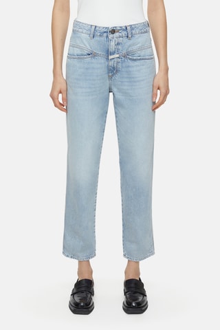 Vaquero tapered de tiro alto - Azul claro