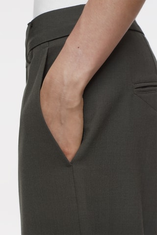 Pantalon straight en laine vierge - Taupe