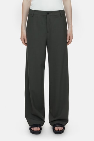 Pantalon straight en laine vierge - Vert