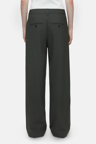 Pantalon straight en laine vierge - Vert
