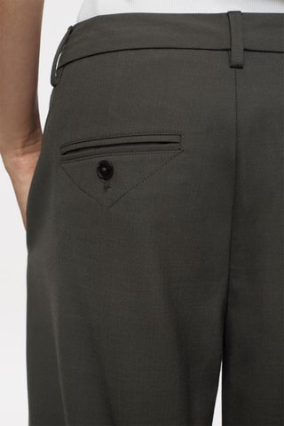 Pantalon straight en laine vierge - Vert