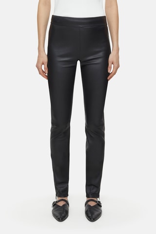 Leggings de piel de cordero de tiro alto - Negro
