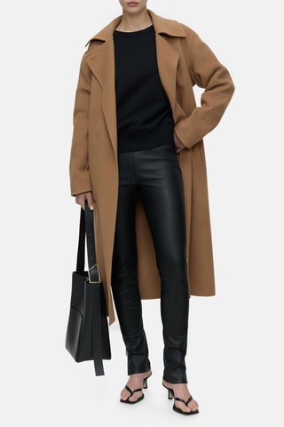 Leggings de piel de cordero de tiro alto - Negro