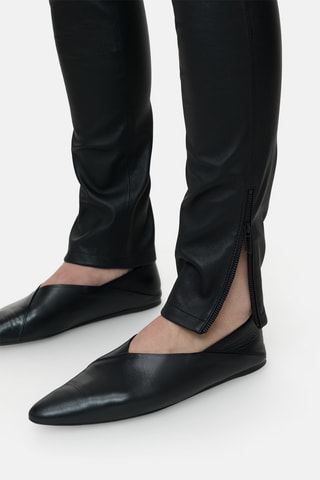 Leggings de piel de cordero de tiro alto - Negro