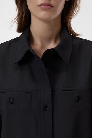 Camisa regular fit de lana virgen - Marrón