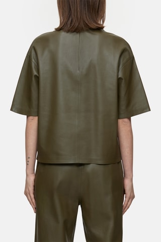 Camiseta regular fit de piel de cordero - Verde